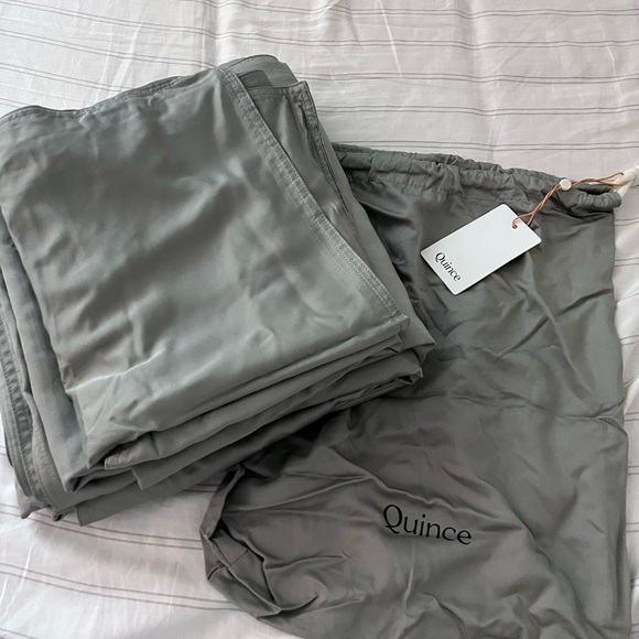 Quince Full/Queen Bamboo Duvet Cover Set in Eucalyptus (duvet + shams) - Picture 1 of 3